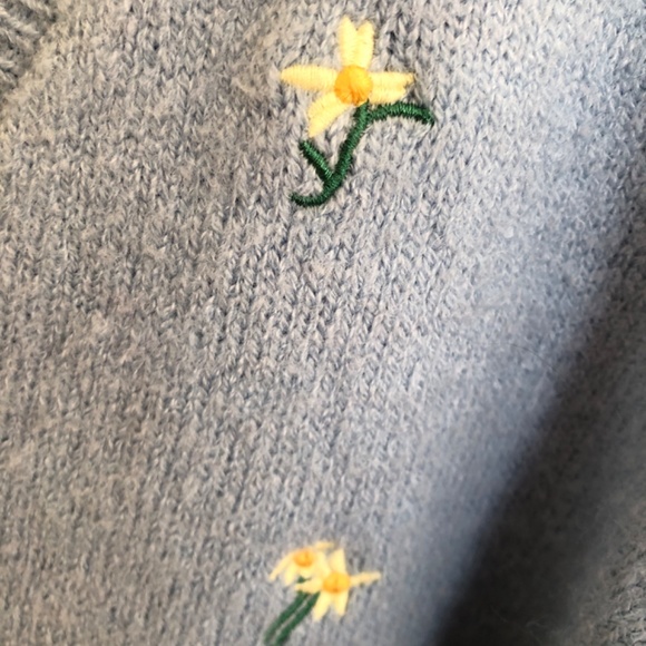 Witty Fox pale blue cardigan with little embroidered flowers - Picture 3 of 5